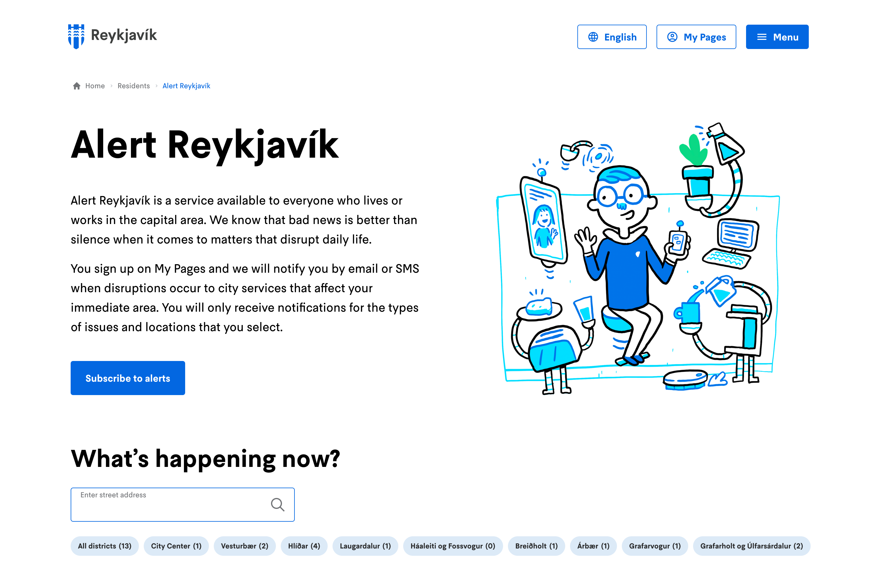 High-fidelity landing page with the live notifications dashboard