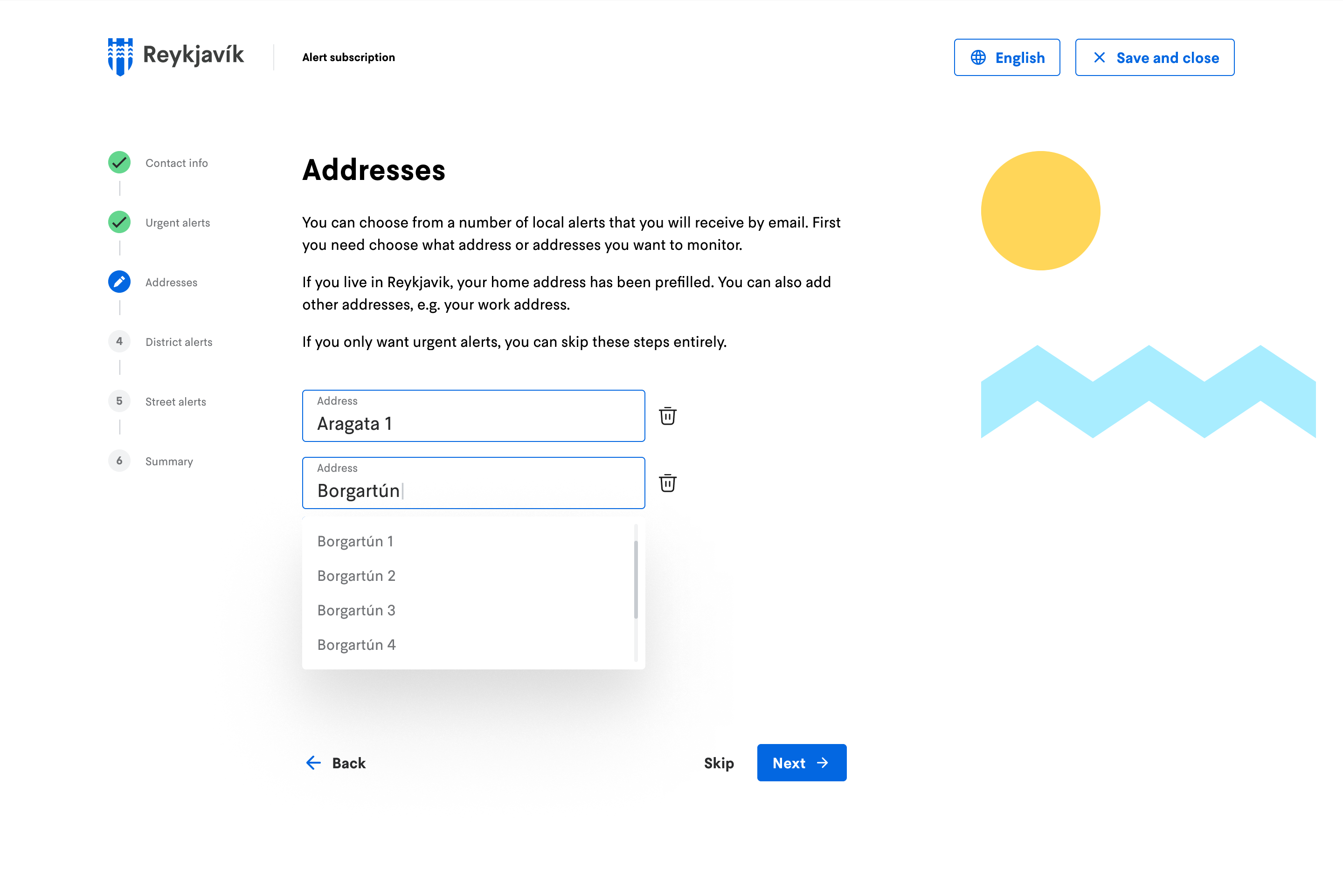 High-fidelity sign-up step selecting local notification categories