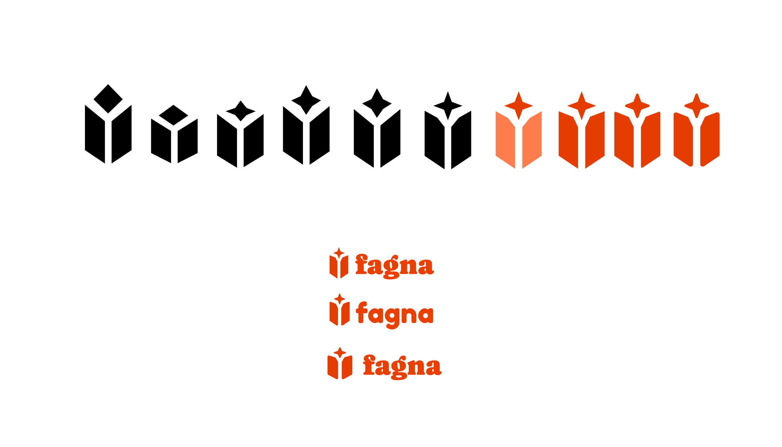Construction of the Fagna logo and its colour variations