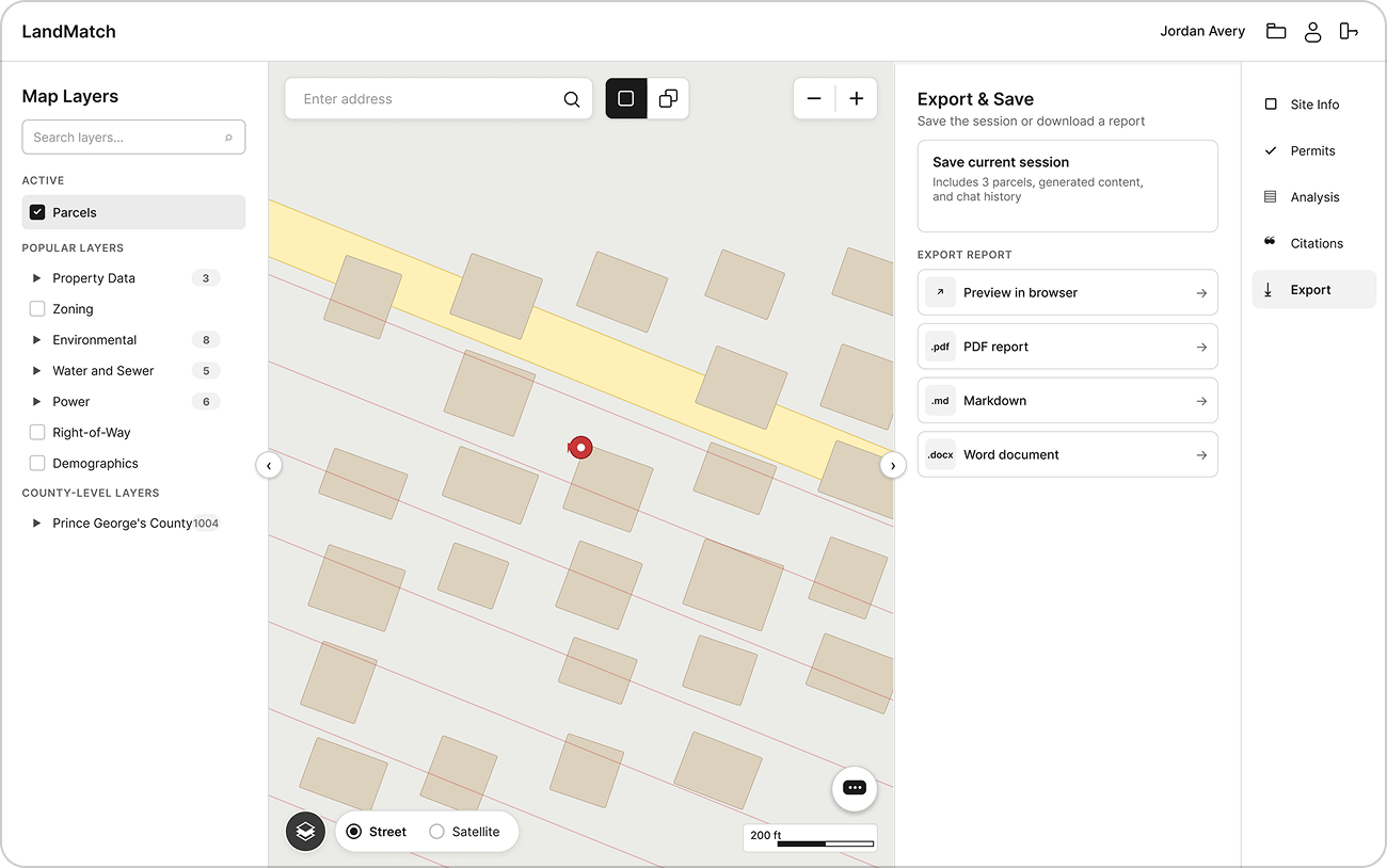 Version 3 lo-fi wireframe of the citations and export step