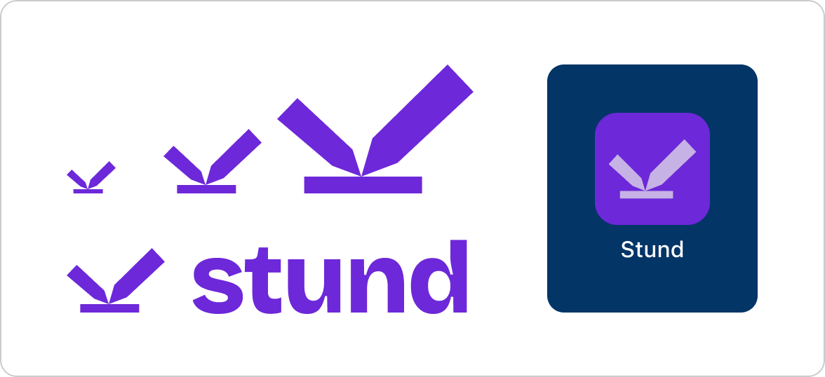 The Stund logo and wordmark, with its checkmark, clock and pencil construction
